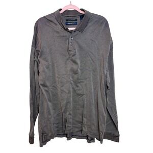 Architect Mens XL Long Sleeve Polo Shirt Double Mercerized Brown‎ Pattern